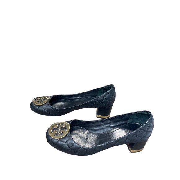 Tory Burch Womans Black Leather quilted 2.5" Slip on heels Sz 6 SKU 9532 - Picture 3 of 14